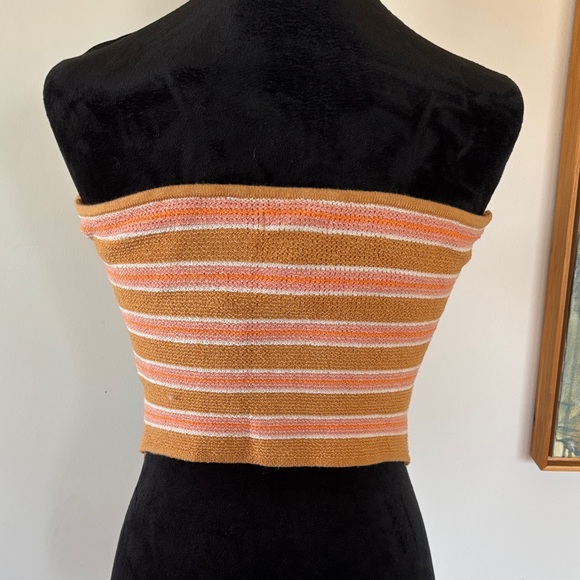 American Eagle Outfitters retro pink/orange/tan Striped knit Crop Top - Picture 6 of 6